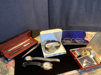 A Mixed Group Including Watches, Schafer Pen, Tacs & More