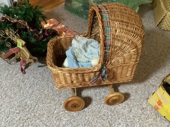 WICKER DOLL CARRIAGE