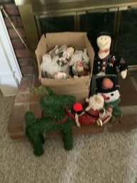 BOX FULL OF CHRISTMAS ORNAMENTS & MORE