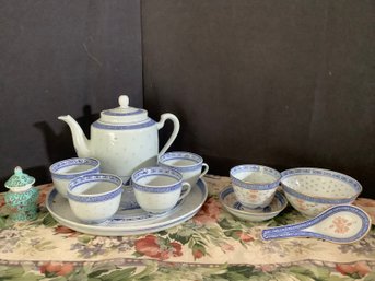 Asian Tea Set With Cups & Tray & More