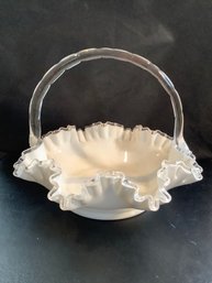 Silver Crest Large Ruffled Basket By Fenton