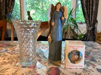 Disney Vintage Ornament, Glass Vase & Hand Panted Angel