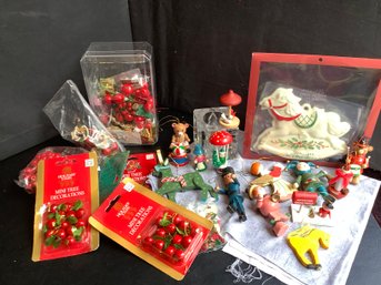 Big Group!Lenox Holiday Ornament/Cookie Press & Wood Holiday Ornaments