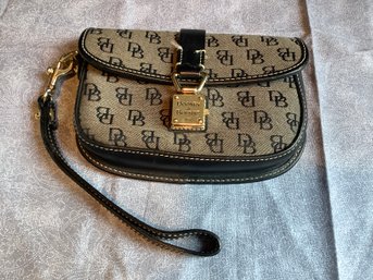 Dooney & Bourke Black DB Signature  & Leather Wristlet