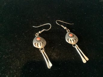 Sterling Silver Cornelia  Native American  Inspired   Bear Claw Earrings