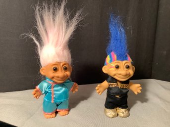 Vintage Treasure Trolls-Punk Rocker  & Asian Girl In Blue