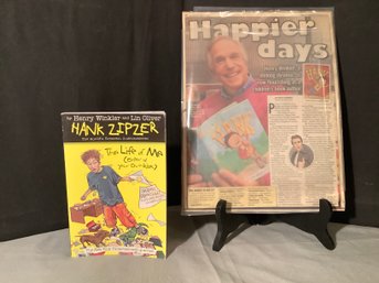 Signed Henry Winkler Hank Zipzer & Article About Author Henry Winkler