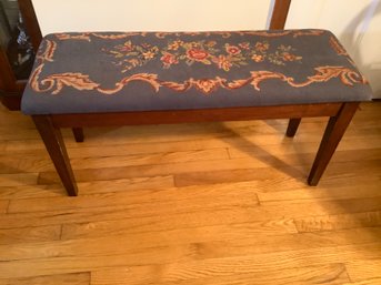 Gorgeous Needle Point Bench With Wooden Base