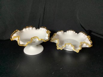 Fenton Gold Crest  Compote & Candy Dish-2 Pieces