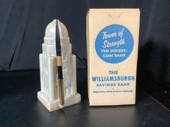 Collectible Williamsburgs Savings Bank Coin Bank W/Pen In Box-#3