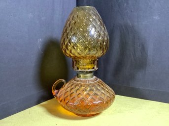 VTG Amber Glass Hurricane  Oil Lamp