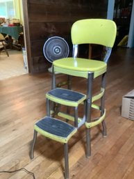 Vintage Bright Yellow Kitchen Step Stool/chair- Made InThe USA