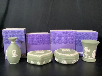 Wedgwood Green Jasperware In Original Boxes-4Pcs.