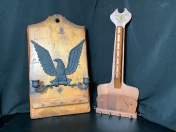 Americana Decor Candle Holder & Key & Mail Holder