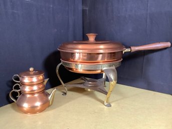 Copper Chafing Dish W/ Pot & Copper Warmer