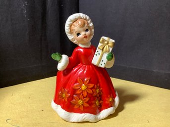 Vintage Holiday Planter-Lady Holding Package