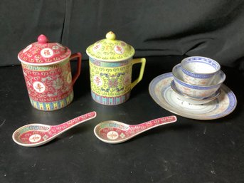 Asian Covered Tea Cups And More