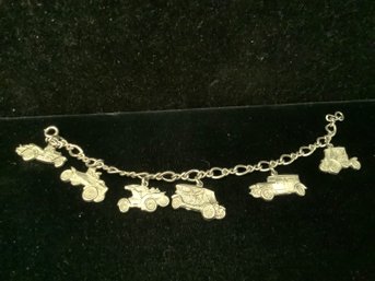 Collectors AAA Sterling Silver Antique Automobile Charm Bracelet