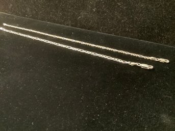 2 Sterling Silver Figaro Style Link Bracelets W/ Lobster Claw Clasps