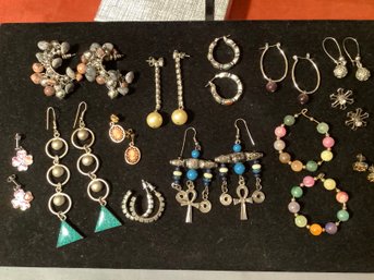 Lot Of 13 Pair Of Costume Jewelry Earrings
