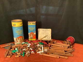 Huge Vintage Collection Of  Wood Lincoln Logs