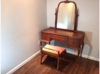 Antique Wood Vanity With Seat