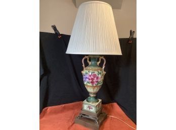 Antique Hand Painted Floral Lamp