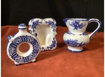 Blue Pottery  Assortment-3Pcs