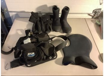 Diving Boots, Hat, Weight Belt