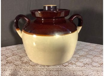 Large Stoneware  Double Loop Bean Pot