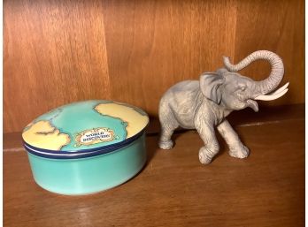 Tiffany Trinket Dish & Porcelain Elephant