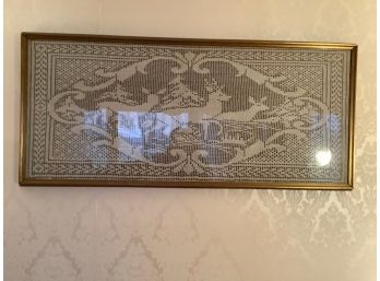 Treasure-Hand Crocheted Scene Of Deer-Framed