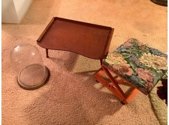 Bed Snack Table, Foot Stool, Wood Dome