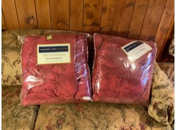 Matching Pair Of Burgundy Comforters & More