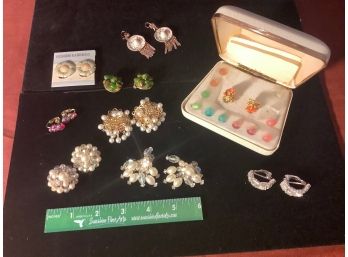 Interchangeable Stone Earrings Plus Pair Of Costume Earrings