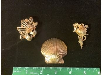 Vintage Gold Dipped Shell Pin & More