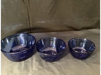 Vintage Blue Anchor Ovenware 3Pc. Bowl Set