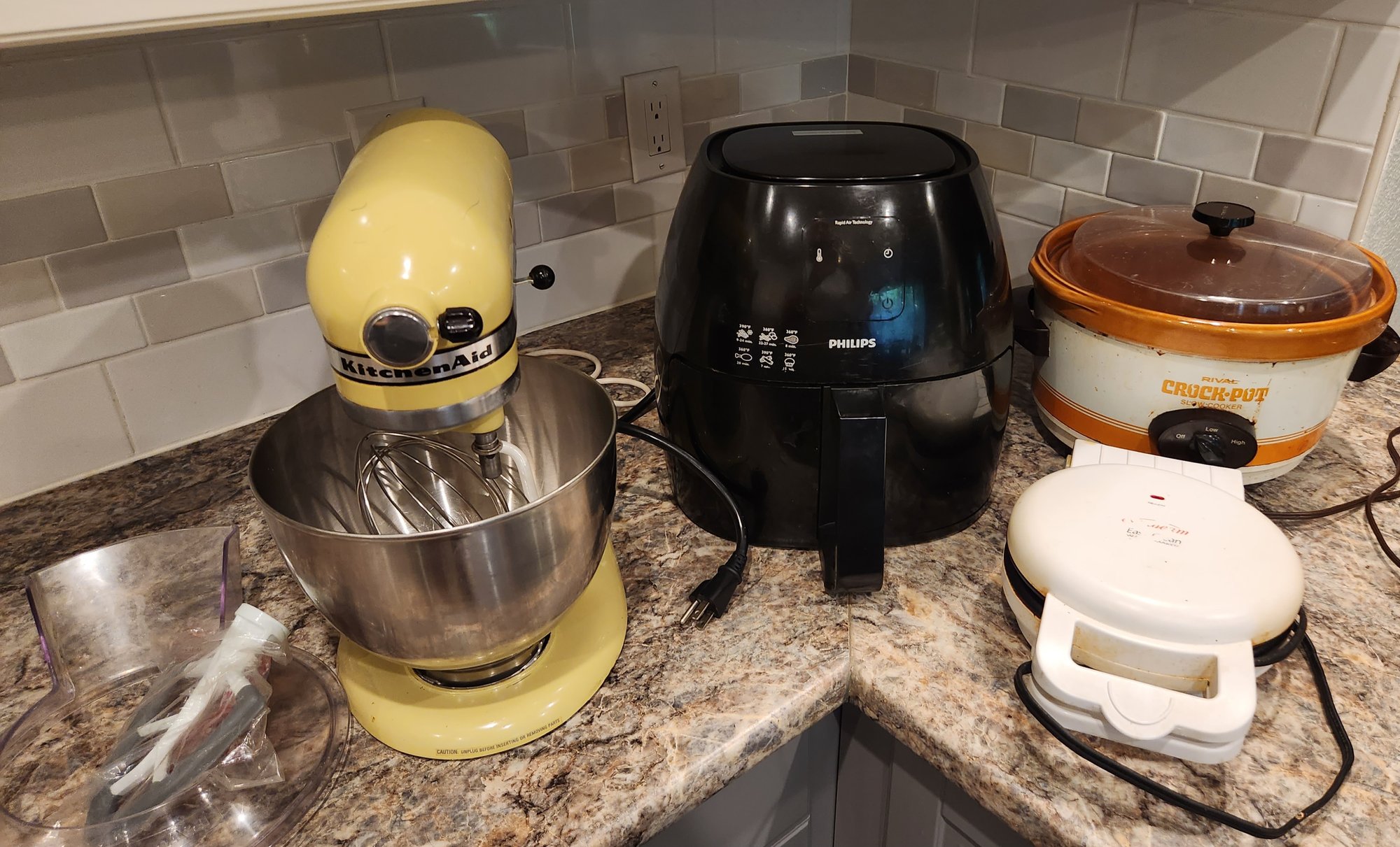 KitchenAid Counter Mixer, Air Fryer, Crock Pot, Waffle Maker