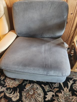 Armless Side Accent Chair, Blue Microfiber 31' X 34' X 34'