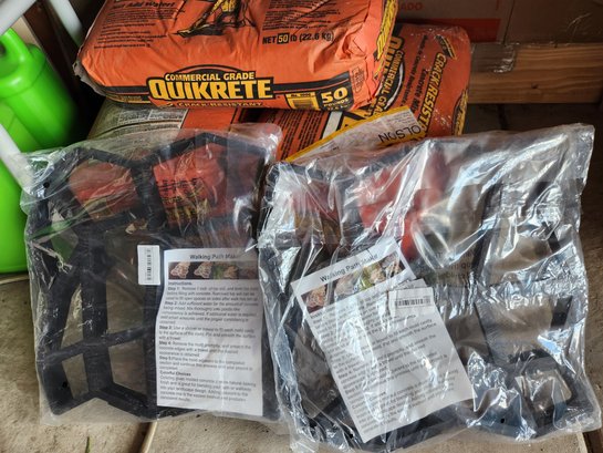 5 Bags Of 50 Lb. Concrete Quickrete And 2 NIB Sets Of Walking Path Molds - Ready To Build A Sidewalk!