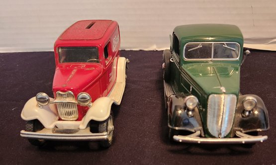 2 Metal Diecast Replica Ford Truck & Van - 1932 And 1937 Automotive Collectibles, Ace Bank
