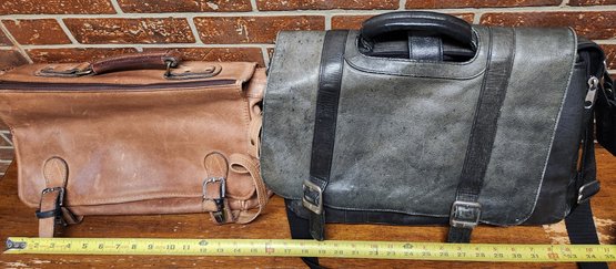 2 Leather Briefcases Satchels - Vintage, High End Luggage