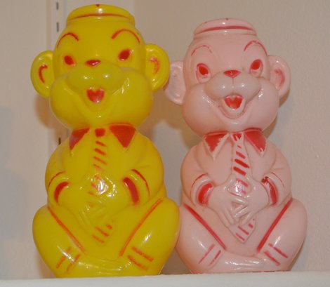 2 Vintage Blow Mold Monkey Banks, Children's Toys