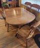 Oval Oak Kitchen Dining Table With 6 Chairs, Leaves, 42' X 58' X 29'