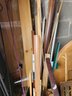 Large Lot Of Scrap Wood, Lumber, Some With Brackets For Shelves, Various Sizes, Styles, Types