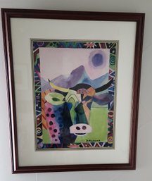 'Funky Cow Medina' Signed Print, D. Madares, Framed And Matted