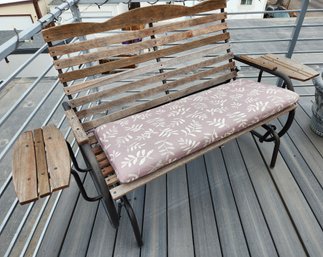 Wooden Garden, Park Bench With Side Tables, Rocker