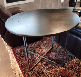 Vintage Round Metal Table, Folding, Banquet, 36', Dining, Kitchen