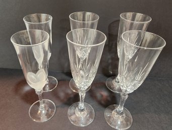 Set Of Six Crystal Flutes