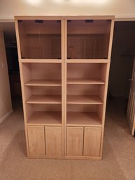 2 Bookshelves, Bookshelf, Glass Doors, Cabinet, Storage, Wall Unit